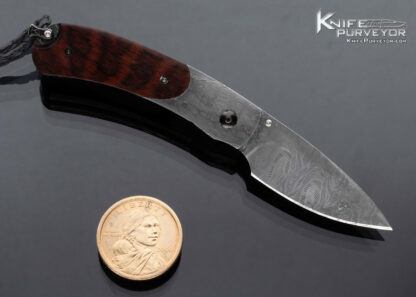 William Henry Custom Knife Damascus and Ironwood Button Lock - Image 4