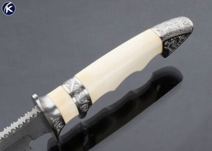 Friedrick Schneider B. Dahl Custom Knife Fixed Blade Sole Authorship Damascus Sub-Hilt Fighter - Image 4