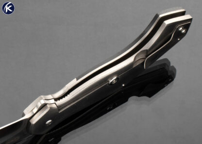 Scot Matsuoka Custom Knife Carbon Fiber Shadow Orange Peel Titanium Framelock Flipper - Image 6