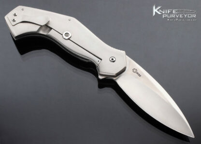Scot Matsuoka Custom Knife Carbon Fiber Shadow Orange Peel Titanium Framelock Flipper - Image 4