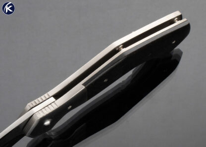 Scot Matsuoka Custom Knife Carbon Fiber Shadow Orange Peel Titanium Framelock Flipper - Image 5