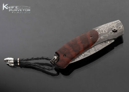 William Henry Custom Knife Damascus and Ironwood Button Lock - Image 3