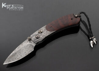 William Henry Custom Knife Damascus and Ironwood Button Lock 16683