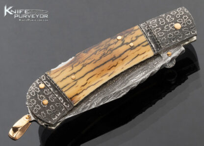 Kaj Embretsen Custom Knife Sole Authorship Damascus and Mammoth Lockback - Image 3