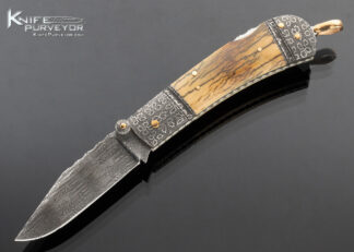 Kaj Embretsen Custom Knife Sole Authorship Damascus and Mammoth Lockback 16687