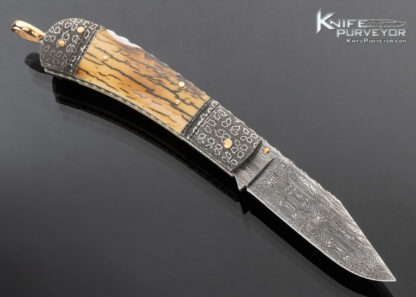 Kaj Embretsen Custom Knife Sole Authorship Damascus and Mammoth Lockback - Image 4