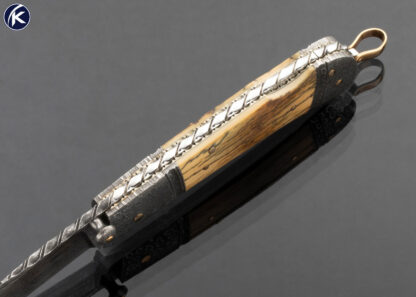 Kaj Embretsen Custom Knife Sole Authorship Damascus and Mammoth Lockback - Image 5