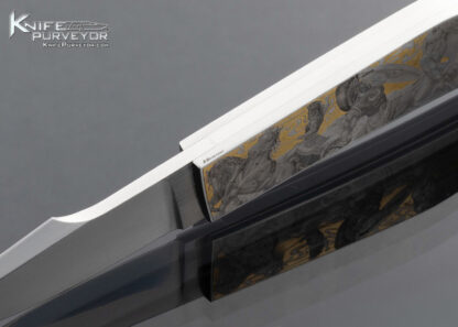 Emmanuel Esposito Custom Knife "The Iliad and The Odyssey" Engraved Jumbo Rhino Tail Lock by Brian Hochstrat with French Fitted Display Case - Image 5