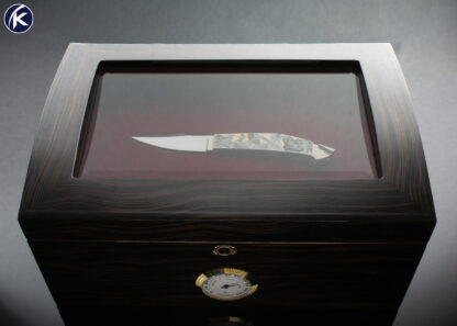 Emmanuel Esposito Custom Knife "The Iliad and The Odyssey" Engraved Jumbo Rhino Tail Lock by Brian Hochstrat with French Fitted Display Case - Image 9