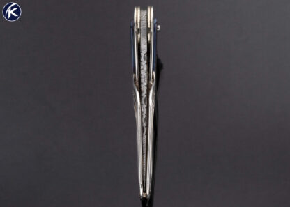 Arthur Soppera Custom Knife Turkish Twist Damascus, Titanium and Fine Silver Button Lock 13894