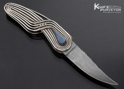 Arthur Soppera Custom Knife Turkish Twist Damascus, Titanium and Fine Silver Button Lock - Image 4
