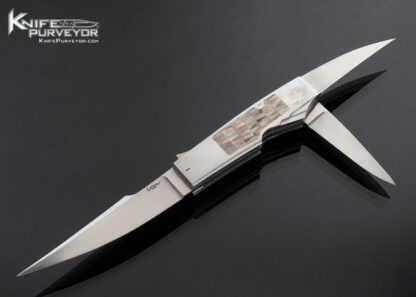 Emmanuel Esposito Custom Knife Fixed Blade and Double Blade Lockback Prototype with Black Lip Pearl Inlays made for the 2010 BAKC "Boston Art Knife Classic" 16784