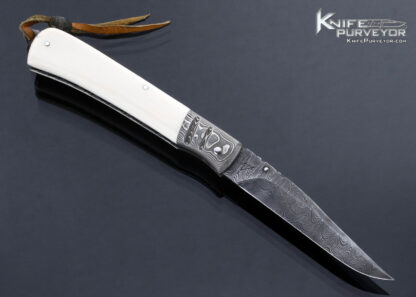Wayne Valachovic Custom Knife Sole Authorship Damascus and Mammoth Bale Lock - Image 4