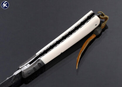 Wayne Valachovic Custom Knife Sole Authorship Damascus and Mammoth Bale Lock - Image 7