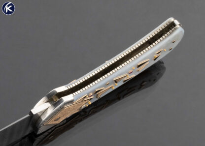 Dellana-Custom-Knife-Sole-Authorship-Damascus-with-14Kt-Gold-Diamond-and-Ruby-Encrusted-Lockback-Meteor-Shower-15721