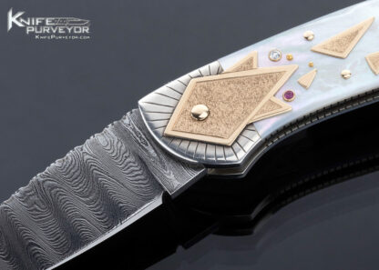 Dellana-Custom-Knife-Sole-Authorship-Damascus-with-14Kt-Gold-Diamond-and-Ruby-Encrusted-Lockback-Meteor-Shower-15721