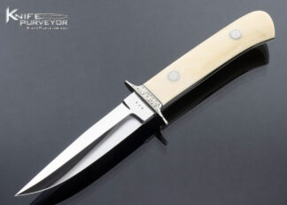 James Poplin Custom Knife Mammoth Boot Knife Engraved by Japanese master Shigetoshi Takeuchi 16727