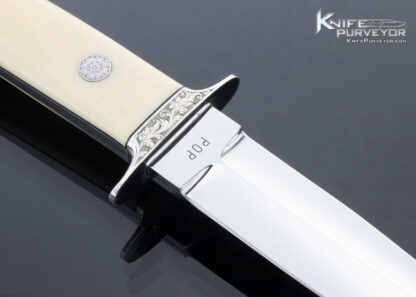 James Poplin Custom Knife Mammoth Boot Knife Engraved by Japanese master Shigetoshi Takeuchi - Image 4