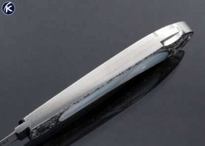 Buster Warenski Custom Knife Mother of Pearl Interframe Lockback Folder Engraved by Julie Warenski - Image 5