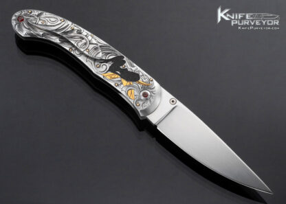 Jody Muller Custom Knife Sole Authorship Engraved Tinker Bell with Gold Inlays and Pocket Clip - Image 4