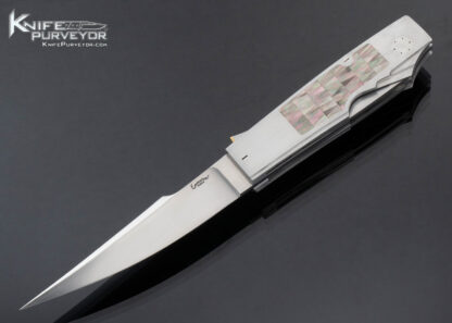 Emmanuel Esposito Custom Knife Fixed Blade and Double Blade Lockback Prototype with Black Lip Pearl Inlays - Image 2