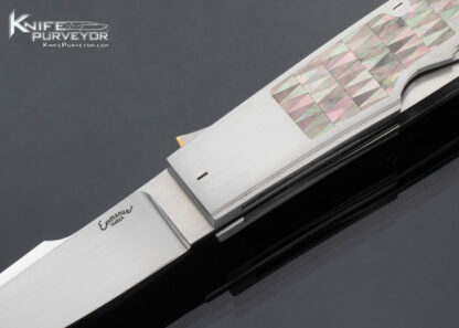 Emmanuel Esposito Custom Knife Fixed Blade and Double Blade Lockback Prototype with Black Lip Pearl Inlays - Image 3