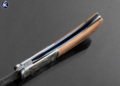 Jody Muller Custom Knife Sole Authorship Damascus and Engraved "Spartans" Linerlock - Image 7