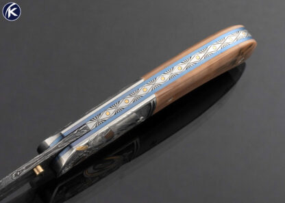 Jody Muller Custom Knife Sole Authorship Damascus and Engraved "Spartans" Linerlock - Image 6