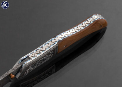 Jody Muller Custom Knife Sole Authorship Damascus and Engraved Linerlock - Image 5