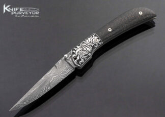 Jody Muller Custom Knife Damascus and Sole Authorship Engraved and Carbon Fiber Scales 16870