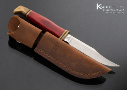 Buck Knives Custom Knife Brass and Burgundy Wood Fixed Blade Model 102 - Image 2