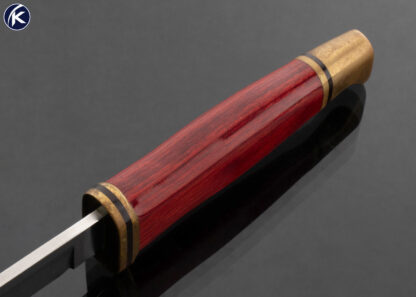 Buck Knives Custom Knife Brass and Burgundy Wood Fixed Blade Model 102 16780