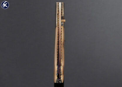 Jim Downs Custom Knife Mammoth and Blued Damascus Linerlock - Image 7