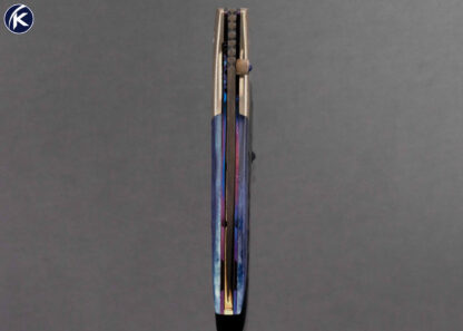 Rick Dunkerley Custom Knife Damascus and Mokume with Dyed Giraffe Bone Linerlock - Image 7