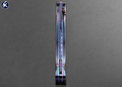 William Tuch Custom Knife Devin Thomas Raindrop Damascus Carved Scale Auto Linerlock Folder - Image 7