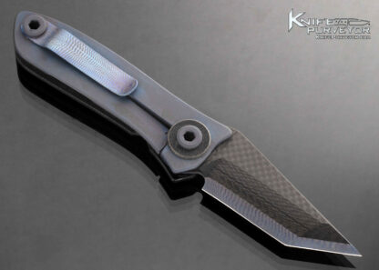 Warren Thomas Custom Knife Blued Titanium and Carbon Fiber Blade Frame Lock - Image 4
