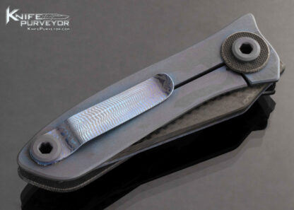 Warren Thomas Custom Knife Blued Titanium and Carbon Fiber Blade Frame Lock - Image 3