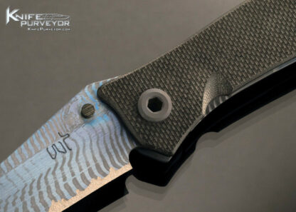 Warren Thomas Custom Knife Blued Titanium and Carbon Fiber Blade Frame Lock - Image 2