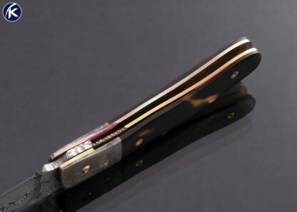 Jody Muller Custom Knife Sole Authorship Damascus and Engraved "Spartans" Linerlock 16890