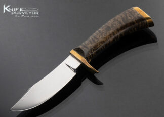 Bill Moran Custom Knife Curly Maple and Brass Camp Skinning Knife 16825