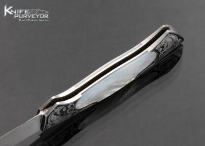 Tim Herman Custom Knife Sole Authorship Engraved Mother of Pearl Semi Interframe Lockback - Image 6
