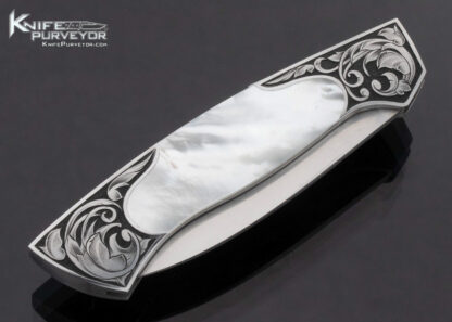Tim Herman Custom Knife Sole Authorship Engraved Mother of Pearl Semi Interframe Lockback - Image 3