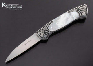 Tim Herman Custom Knife Sole Authorship Engraved Mother of Pearl Semi Interframe Lockback 16883