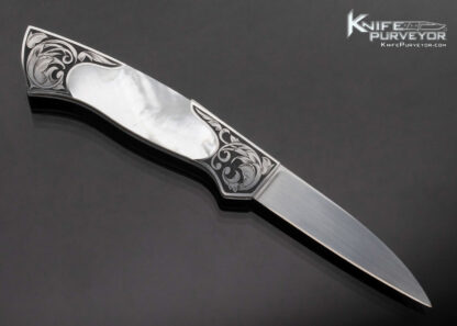Tim Herman Custom Knife Sole Authorship Engraved Mother of Pearl Semi Interframe Lockback - Image 4