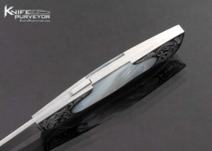 Tim Herman Custom Knife Sole Authorship Engraved Mother of Pearl Semi Interframe Lockback - Image 5