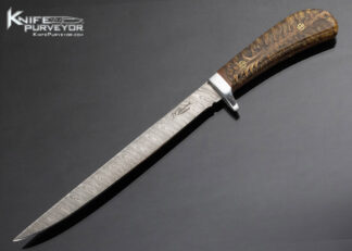 J.T. Downie Custom Knife Damascus and Pine Cone Knife 13852