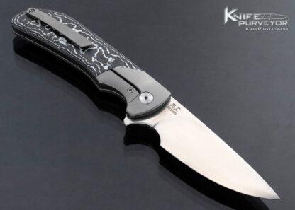 Katsu Custom Knife Michael Emler Design Titanium Frame Lock with White Storm Fat Carbon Fiber Scales Flipper - Image 4