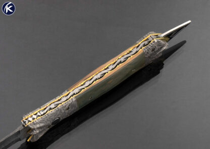 Frank Potter Custom Knife Robert Eggerling Mosaic Damascus and Mammoth Automatic Linerlock with Skull Crusher - Image 5