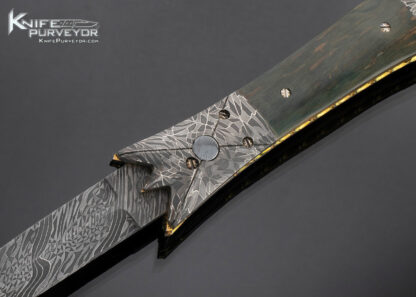 Frank Potter Custom Knife Robert Eggerling Mosaic Damascus and Mammoth Automatic Linerlock with Skull Crusher - Image 3