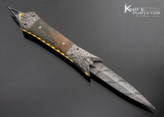 Frank Potter Custom Knife Robert Eggerling Mosaic Damascus and Mammoth Automatic Linerlock with Skull Crusher 169118